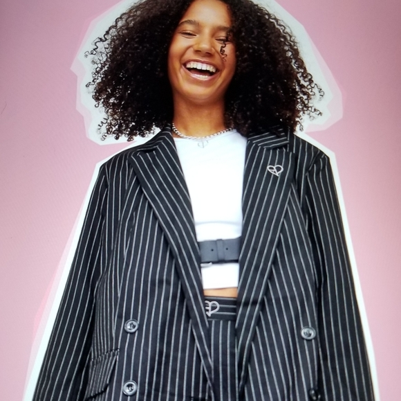 Hm Pinstripe Blazer Blackpink Nwt 
